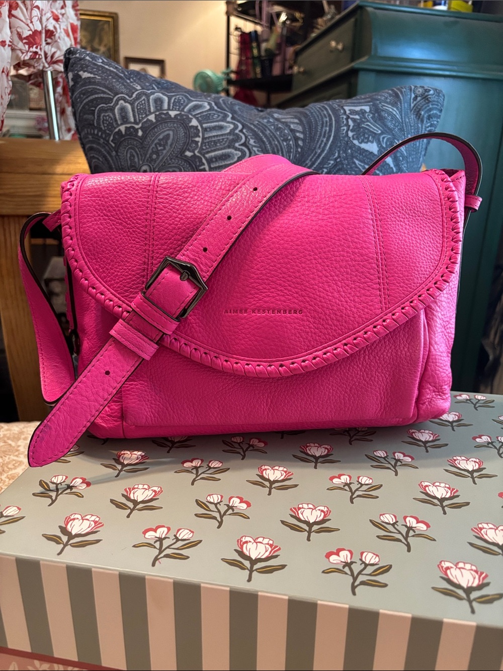 Aimee Kestenberg | Genuine Leather Hot Pink All For Love Crossbody - Picture 2 of 14